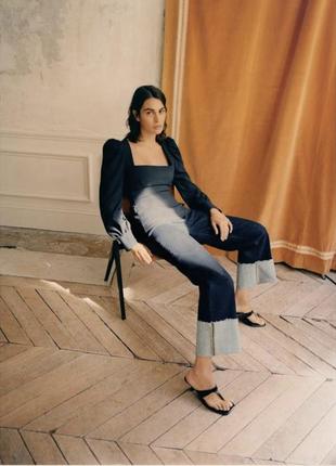 Zara чорний топ блузка з об‘ємними рукавами