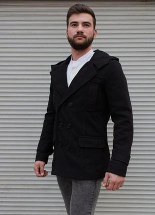 Чоловіче пальто двобортне з кашеміру з капюшоном2 фото