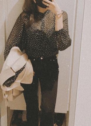 Прозрачная блуза в горох zara