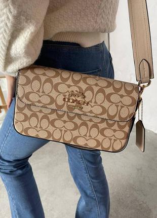 Сумка coach shoulder bag beige monogram8 фото