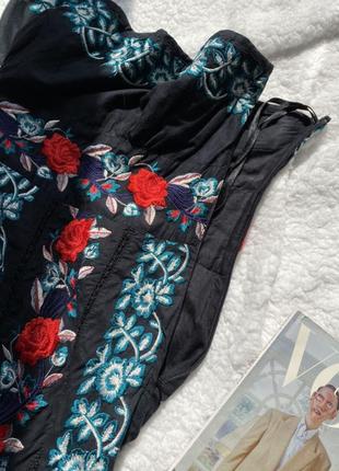 Коттоновое ретро платье с вышивкой винтажное платье сарафан вышиванка5 фото