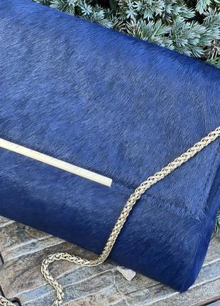 Reiss англія дизайнерська сумка клатч натуральна шкіра синя4 фото