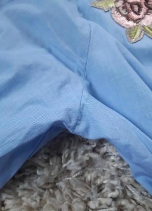 Стилтная хлопковая блуза/рубашка с вышивкой, италия,  р. 38-407 фото