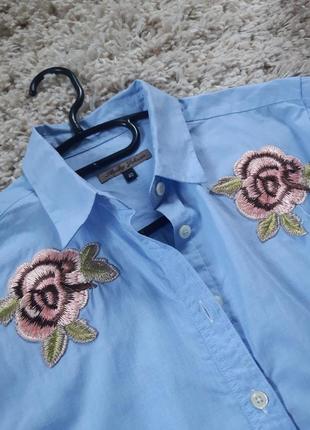 Стилтная хлопковая блуза/рубашка с вышивкой, италия,  р. 38-405 фото