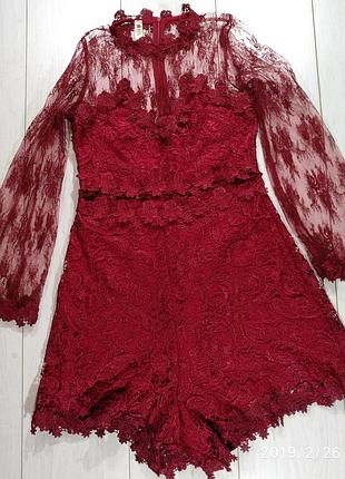 Кружевной комбинезон шерты-платье