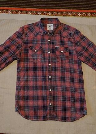 Классная клетчатая рубашка в стиле used look garcia jeans италия l.