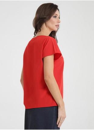 Модна красива однотонна блузка вільна футболка жіноча легка красива червона біла 2600018 фото