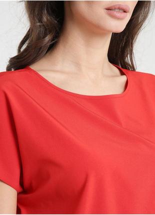 Модна красива однотонна блузка вільна футболка жіноча легка красива червона біла 2600014 фото