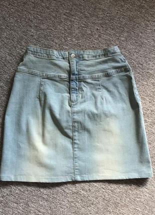 Короткая джинсовая мини-юбка трапеция rexton, размер xs.2 фото