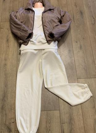 Курточка пуффер демисезонная цвета капучино exclusive (италия)2 фото