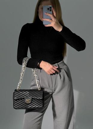 Женская стильная черная сумка с ремнем через плечо 🆕 средняя сумка2 фото