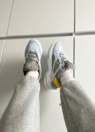 Женские кожаные кроссовки nike m2k tekno "half blue atmosphere grey"#найк9 фото