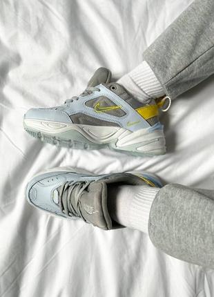 Женские кожаные кроссовки nike m2k tekno "half blue atmosphere grey"#найк10 фото