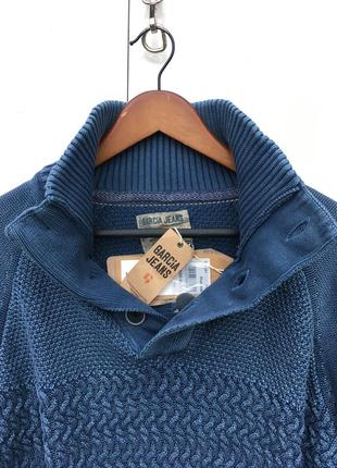 Теплая вязаная кофта свитер от garcia jeans мужская m, xl воротник стойка 100% хлопок оригинал
