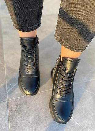 Кроссовки женские кожаные черные демисезонные10 фото