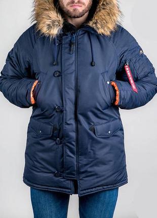 Стильна чоловіча зимова куртка аляска olymp, зимова тепла парка alpha chameleon industries tnf north