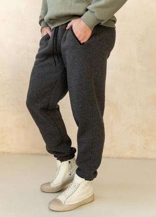 Мужские брюки джоггеры gbi (карман-молния) утепленные темно-серый р. s/m (13378)2 фото