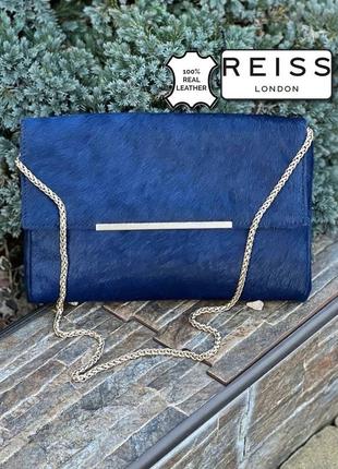 Reiss англія дизайнерська сумка клатч натуральна шкіра синя