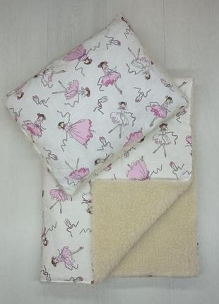 Комплект в ліжечко дитяча постіль подушка і ковдра бавовнв вовна