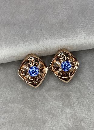 Сережки “xuping” камінь фіаніт позолота 18к