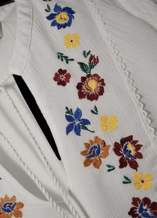 Стильная воздушная белая блуза с вышивкой вискоза6 фото
