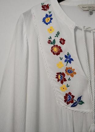 Стильная воздушная белая блуза с вышивкой вискоза3 фото