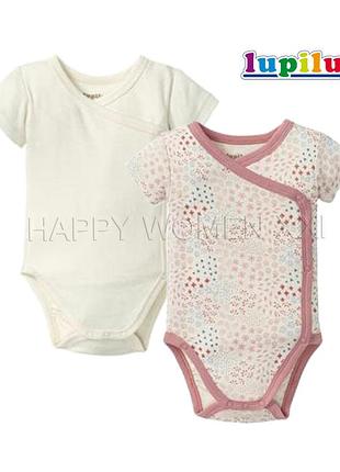 6-12 міс набір бодіків для дівчинки lupilu дитячий боді на запах короткий рукав кімоно сорочечка