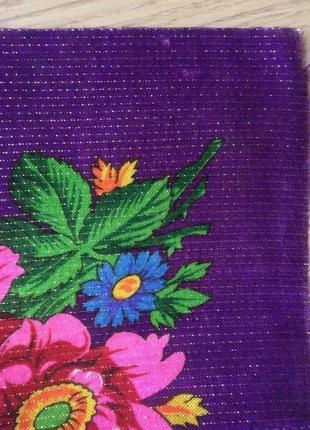 Яркая цветочная платка с люрексом в украинском стиле времен срср/ винтаж/ этно стиль6 фото