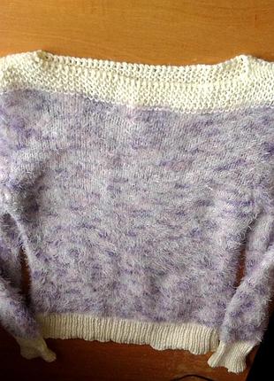 Свитер лиловый лавандовый пушистый теплый зимний красивый на девушку