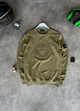 Чоловічий світшот stone island хакі / кофта стон айленд з патчем2 фото