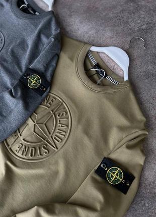 Чоловічий світшот stone island хакі / кофта стон айленд з патчем9 фото