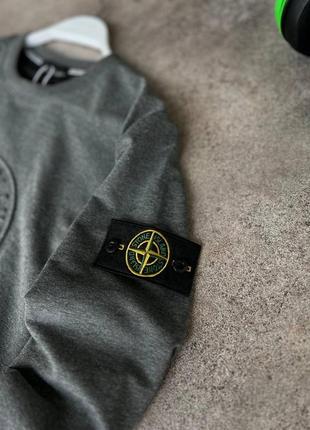 Серый свитшот stone island / стон айленд свитшот6 фото