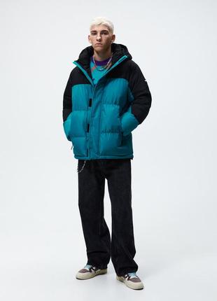 Пуховик zara water repellent colorblock jacket