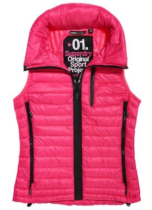 Новый пуховый жилет superdry power down 90% натуральный пух безрукавка