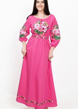 Цветочное платье с петриковской росписью