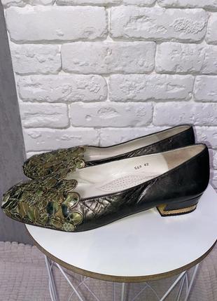 Красивые кожаные туфли с имитацией чешуи libra shoes, 42р длина 28 см2 фото