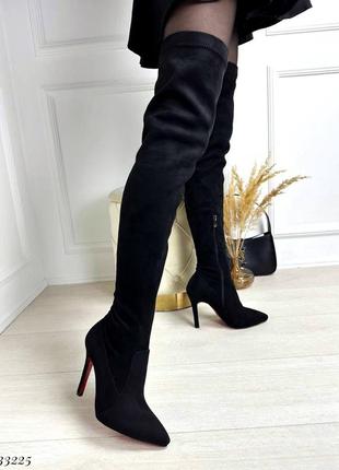 Ботфорти панчохи демі осінь весна на високому підборі шпильці стрейч чоботи вище коліна