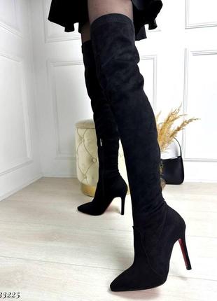 Ботфорти панчохи демі осінь весна на високому підборі шпильці стрейч чоботи вище коліна