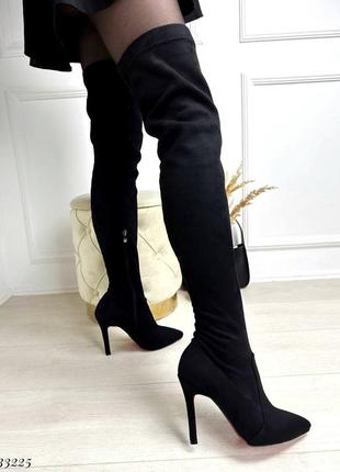 Ботфорти панчохи демі осінь весна на високому підборі шпильці стрейч чоботи вище коліна