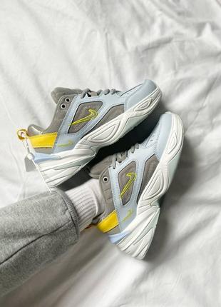 Кросівки чоловічі / жіночі блакитні з шкіри nike m2k tekno half blue atmosphere grey