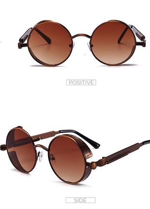 Стимпанк очки коричневые круглые