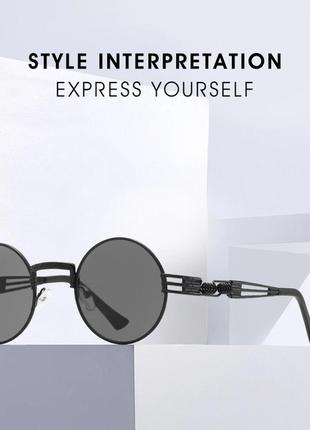 Круглі чорні стімпанк окуляри ретро стиль