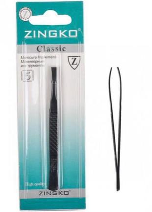 Пінцет прямий "zingko classic" сталь, чорний 10 см