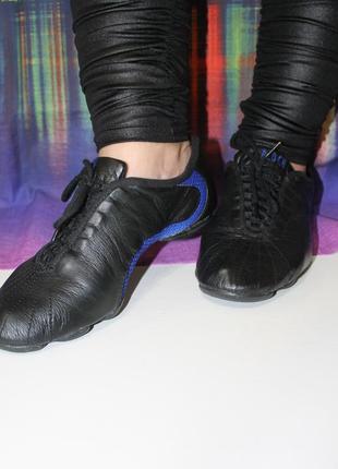 Комфортні кеди кросівки шкіряні для танців спорту снікери танцювальні чорні сині шкіра фетиш тканеві2 фото