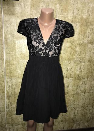 Черное платье с гипюром,кружево1 фото