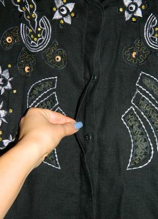 Рубашка блуза женская черная с вышивкой размер 52-54 four seasons.8 фото