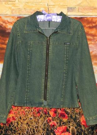 Куртка джинсовая зелёная женская размер 42-44 riel wear6 фото