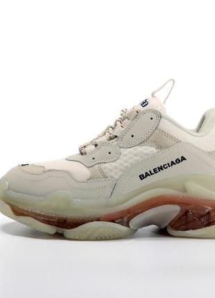 Кросівки у стилі balenciaga triple s clear sole beige