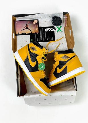 Nike air jordan 1 retro high og yellow black❤️36рр-45рр❤️кросівки найк джордан 1 демісезонні, кросовки весна-осень найк джордан