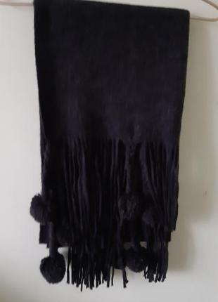 Теплий шарф з дредами  темно сірого кольору
